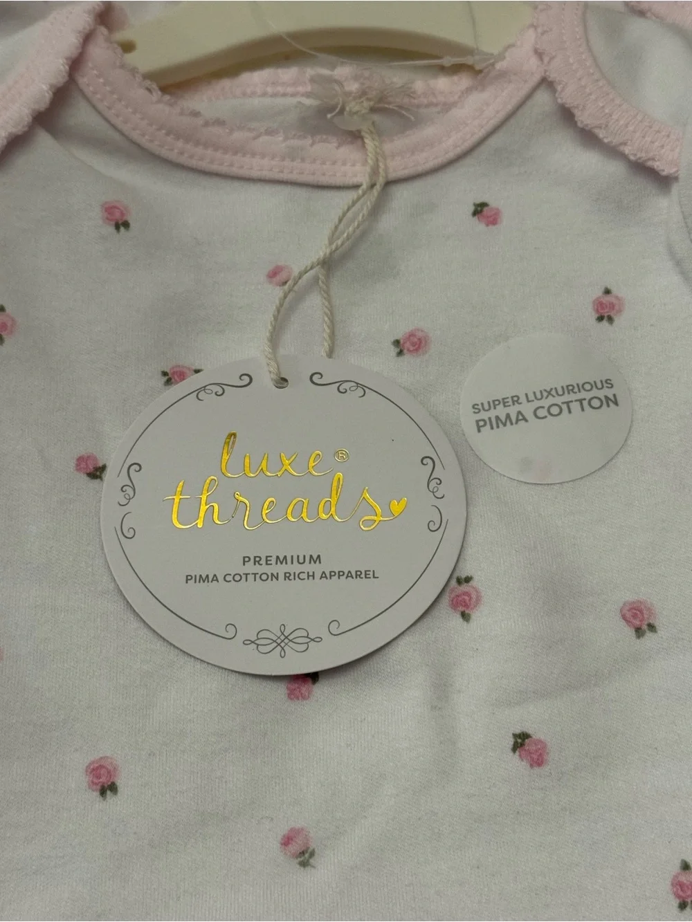Luxe Threads Baby Girl 0-3M Pima Cotton Bodysuit 3 Pack Floral Pink NWT